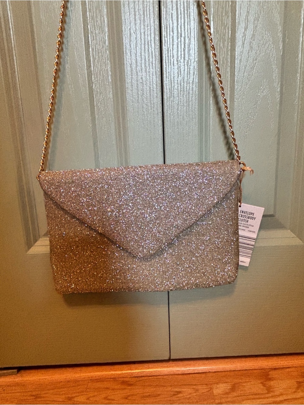 Glitter Envelope Crossbody Clutch - Rose Gold